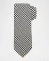 Zegna Men's Houndstooth Wool And Silk Tie In Gray