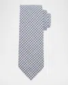 Zegna Men's Houndstooth Wool And Silk Tie In Gray