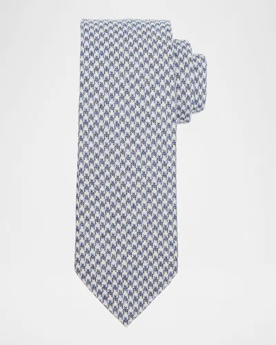 Zegna Men's Houndstooth Wool And Silk Tie In Gray