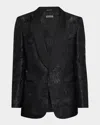 Zegna Jacquard Satin Blazer In Dk Gry Sld