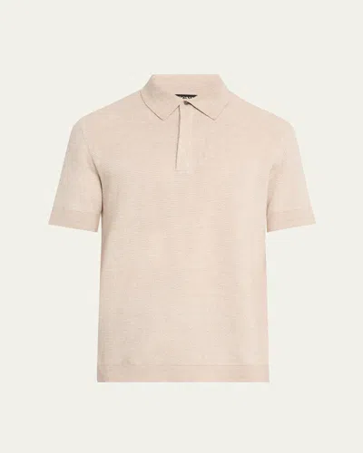 Zegna Men's Jacquard Polo Shirt In Lt Bge Sld
