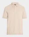 Zegna Men's Jacquard Polo Shirt In Lt Bge Sld