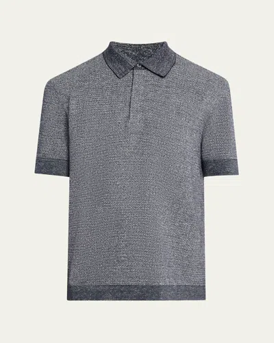 Zegna Men's Heathered Polo In Nvy Sld