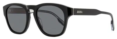 Zegna Men's Keyhole Sunglasses Ez0221 01a Black 52mm In Multi