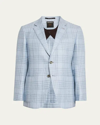 ZEGNA MEN'S LARGE CHECK SPORT COAT