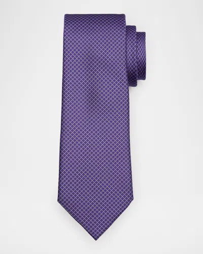 Zegna Men's Lattice-print Silk Tie In Blue