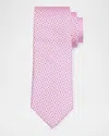 Zegna Men's Lattice-print Silk Tie In Pink