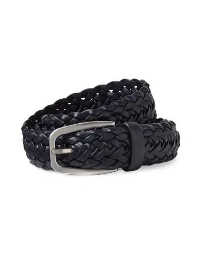 Zegna Braided Leather Belt In Blue