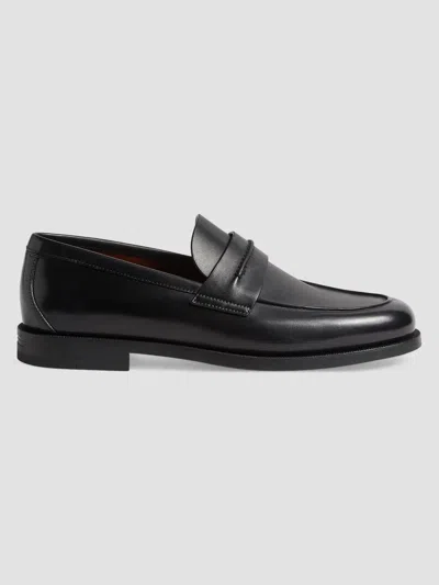 Zegna Black Leather Mocassin Corso Loafer