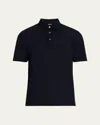 Zegna Men Grey Cotton And Silk Piquet Polo Shirt In Nvy Sld