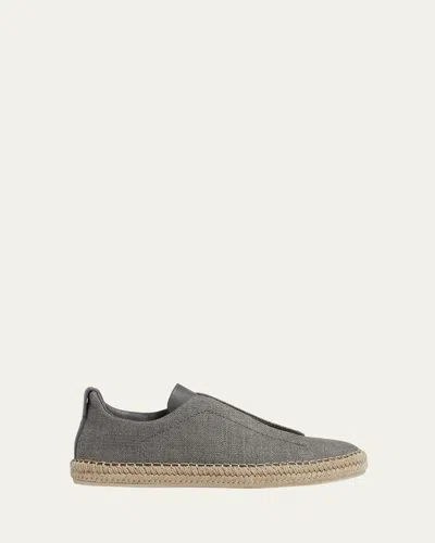 ZEGNA MEN'S LINEN-BLEND TRIPLE STITCH ESPADRILLES