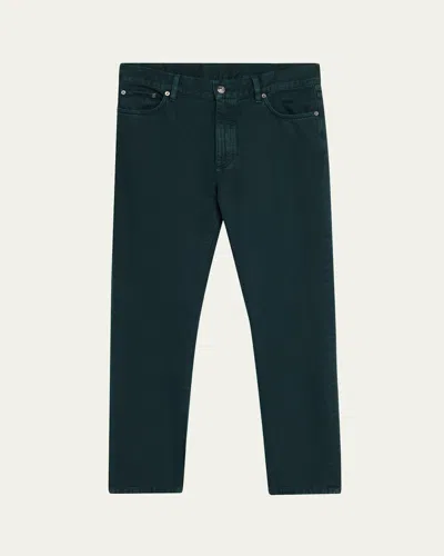 Zegna Men's Marble-effect Cotton Slim Five-pocket Pants In Green
