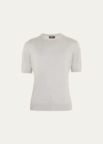 Zegna Men's Melange Cotton Crewneck T-shirt In Gray
