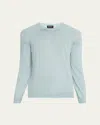 Zegna Silk Blend Regular Fit Crewneck Sweater In Aqu Sld