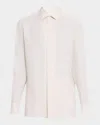 Zegna Solid Pure Linen Long Sleeve Shirt In White