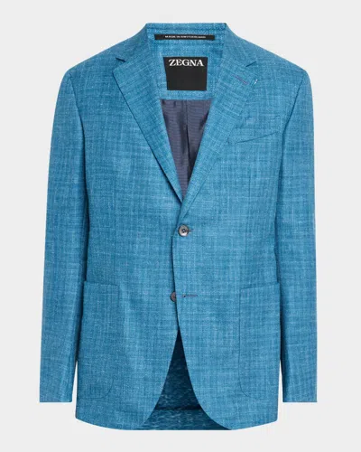 Zegna Men's Melange Sport Coat In Br Blu Ck