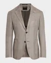 Zegna Men's Melange Windowpane Sport Coat In Medium Gray Check