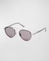 Zegna Men's Metal-acetate Round Sunglasses In Gold