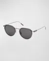 Zegna Men's Metal And Acetate Round Sunglasses In Grey/other/smoke