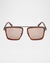 Zegna Aviator Frame Sunglasses In Brown