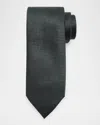Zegna Dotted Silk Tie In Green