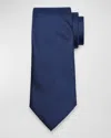 Zegna Men's Micro-chevron Silk Tie In Nvy Sld