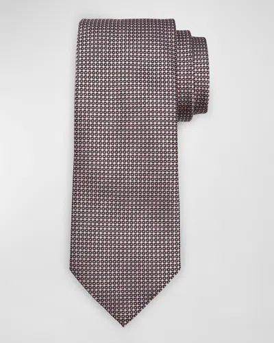 Zegna Men's Micro-circle Silk Tie In Pink