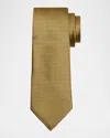 Zegna Men's Micro-geometric Jacquard Silk Tie In Md Yel Micro Fan