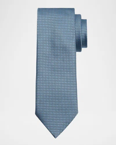 Zegna Men's Micro-neat Silk Tie In Blue