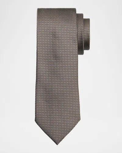 Zegna Men's Micro-neat Silk Tie In Brown