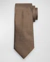 Zegna Men's Micro-square Silk Tie In Md Brw Fan