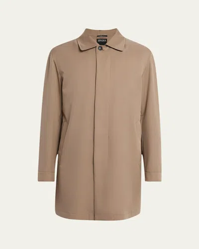 Zegna Motorin 300cc Satin-twill Jacket In Brown