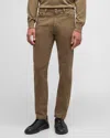 Zegna Jean Roccia En Lin Et Coton Extensible Taupe Foncé In Md Grn Sld