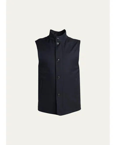 Zegna Men's Motorin Button-front Vest In Blue