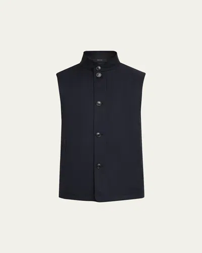 Zegna Men's Motorin Stand Collar Button-front Vest In Black