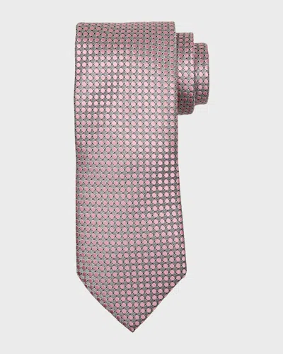 Zegna Men's Mulberry Silk Geometric Dots Tie In Pink