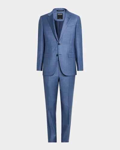 Zegna Men's Nailhead Trofeo Wool Suit In Blue