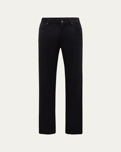 Zegna Men's Natural Comfort Wool 5-pocket Pants In Black Solid