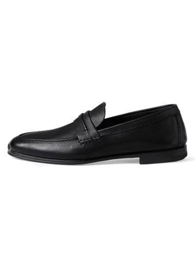 Zegna Leather Moccasin Loafers In Black