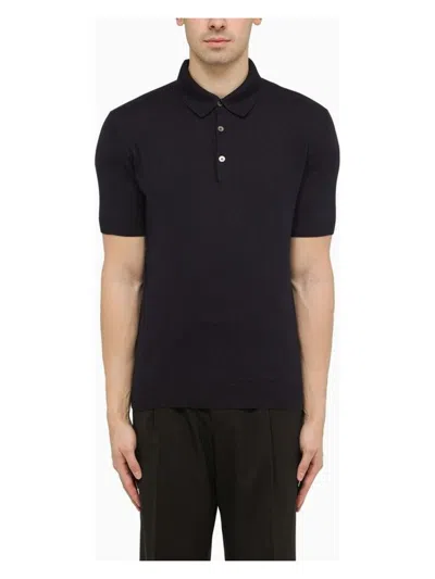 Zegna Men's Navy Short Sleeves Polo T-shirt