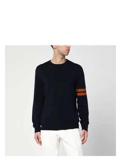 ZEGNA MEN'S NAVY WOOL SWEATER