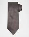 Zegna Men's Neat Micro-jacquard Silk Tie In Gray