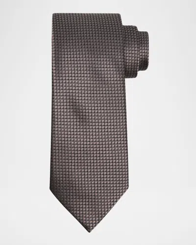 Zegna Men's Neat Micro-jacquard Silk Tie In Gray