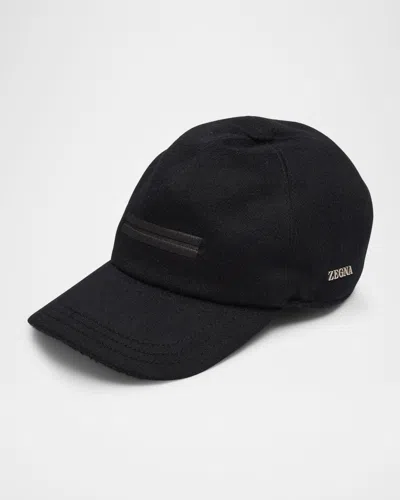 Zegna Men's Oasi Cashmere And Wool Baseball Cap In Blk Sld