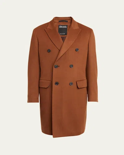Zegna Men's Oasi Cashmere Double-breasted Overcoat In Dk Brw Sld