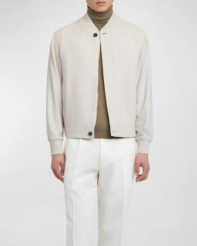 Zegna Oasi Cashmere Elements Bomber Jacket In White