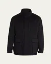 Zegna Jacket With Hidden Closure In Blk Sld