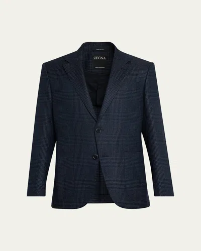 Zegna Men's Oasi Cashmere Glen Plaid Two-button Sport Coat In Blue