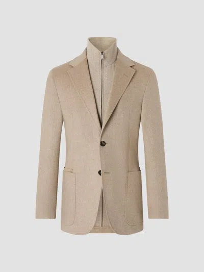 Zegna Light-taupe Oasi Cashmere Jacket In Multi