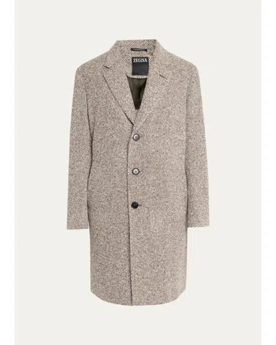 Zegna Men's Oasi Cashmere Melange Overcoat In Neutral